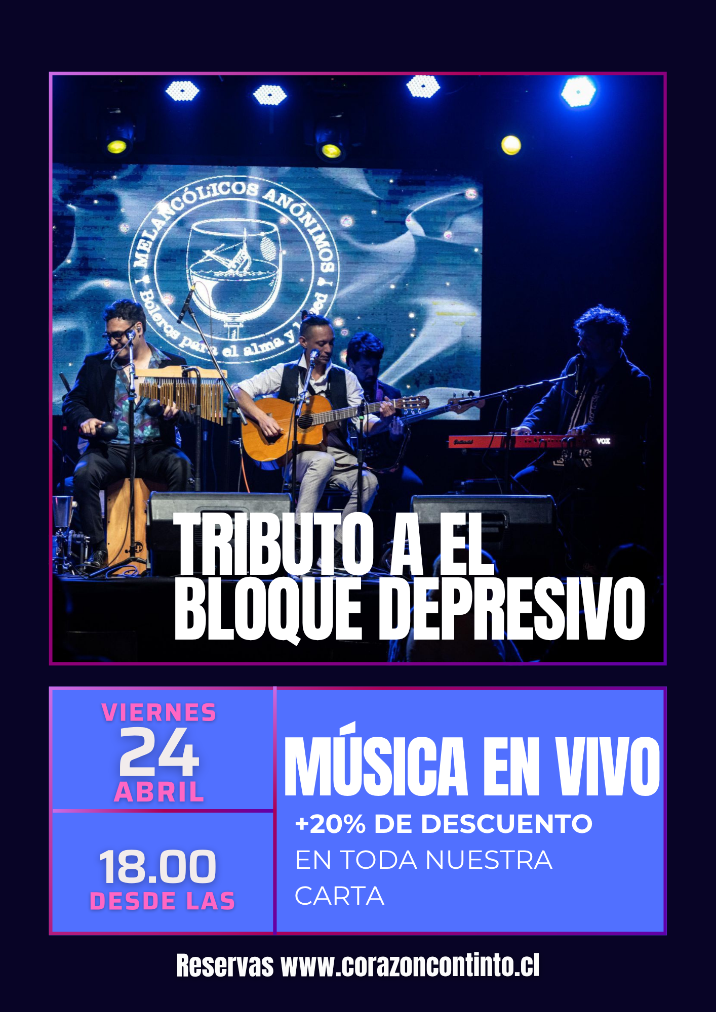 copia de flyer concierto de música fotográfico morado oscuro